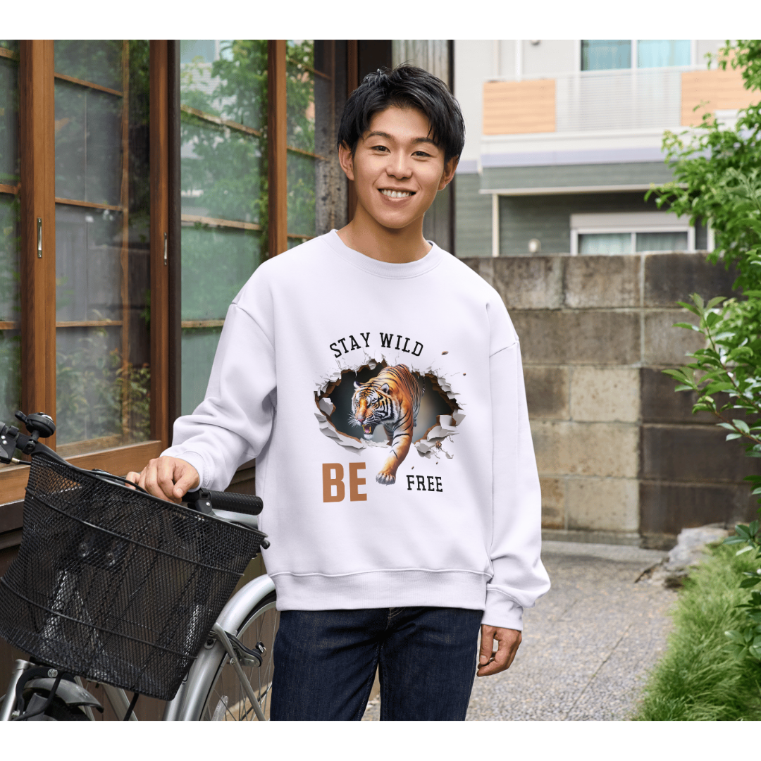 Stay Wild, Be Free: Bold Tiger Graphic Sweatshirt