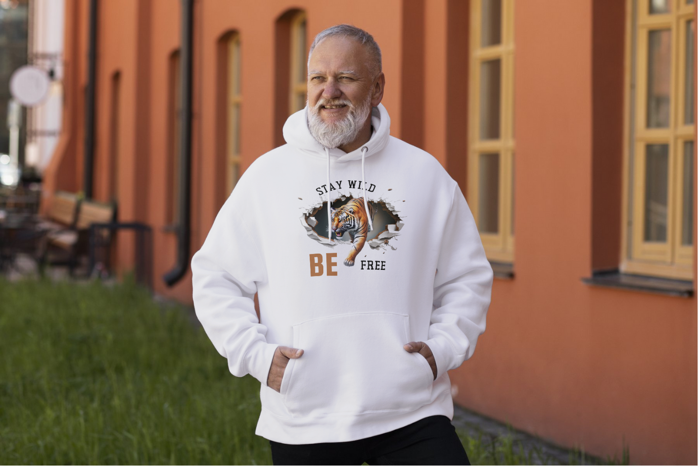 Stay Wild, Be Free: Bold Tiger Graphic Hoodie
