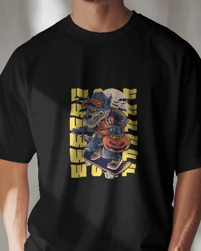 Howling Halloween: Wolf on Wheels Graphic T-Shirt