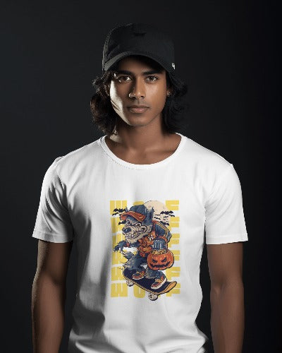 Howling Halloween: Wolf on Wheels Graphic T-Shirt